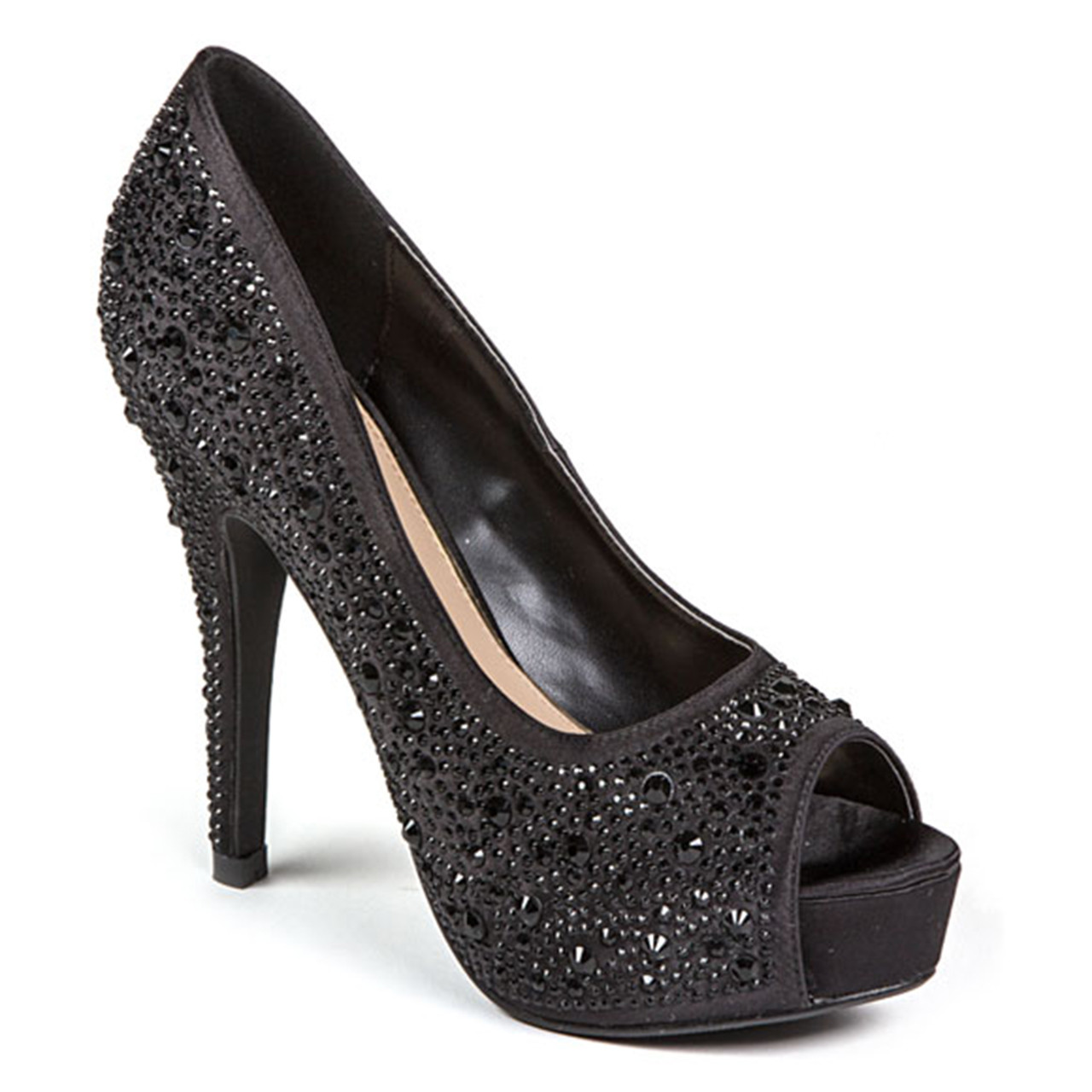 Buy GRACIOUS RHINESTONES T-STRAP BLACK CASUAL SLIP-ON STILETTO HEELS for  Women Online in India